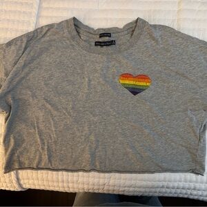 Abercrombie & Fitch Gray woman Tee with Rainbow Heart